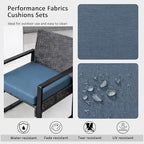 Sunbrella Outdoor Patio Chair Cushions Set of 4, Water-Resistant Stain-Resistant Weather Resistant Patio Seat Cushions Pad with Adjustable Straps,20"x20"x3.1",Sunbrella Spectrum Denim