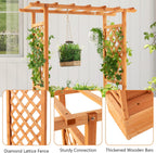 S AFSTAR Raised Garden Bed with Arch Trellis, Wood Planter Box with Hanging Roof, Side Trellis, 4 Drainage Holes, Above Ground Elevated Garden Bed for Outdoor Climbing Plants Vines Patio