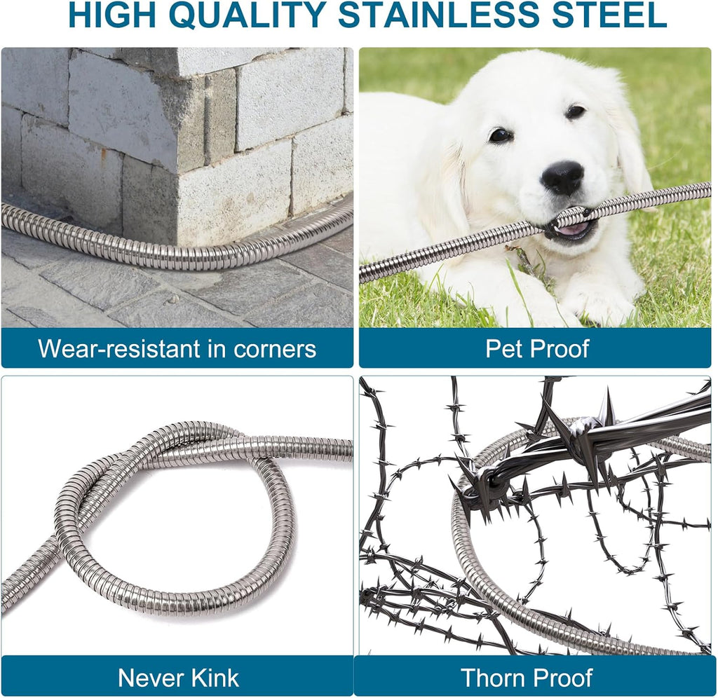 Metal Garden Hose 100 FT, Stainless Steel Hose, Water Hose with 10 Function Nozzle, No Kink & Tangle, Easy to Use & Store, Heavy Duty Lightweight Outdoor Hose