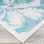 Couristan Monaco Indoor Outdoor Area Rug – Coastal Flora 2'3" x 7'10" Runner in Ivory Turquoise – Flatwoven, Hose Washable, Pet Friendly Rug for Patio, Porch and Home Decor