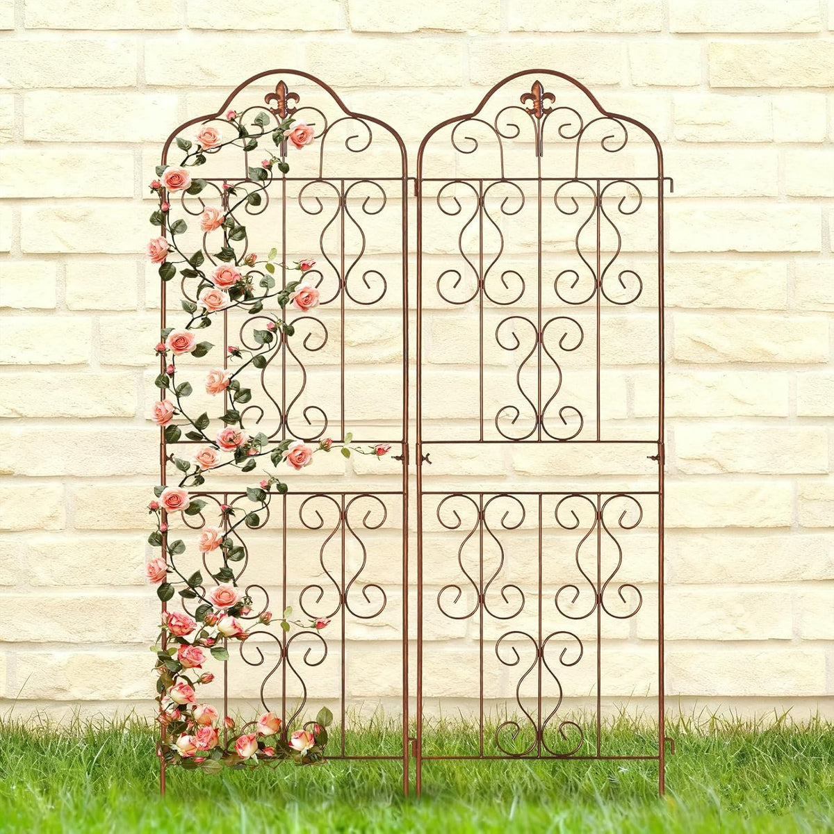 hogardeck 4 Packs 60 * 18 inch Metal Garden Trellis for Climbing Plants Outdoor,Heavy Duty,Gold Coating Rustproof Trellis for Rose, Vegetable, Flowers, Expandable,Perfect for Training Climbing Plants