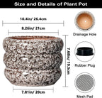 SQOWL Ceramic Pots for Plants - 10 Inch Plant Pot with Drainage Hole, Ceramic Planter for Indoor Plants, Round Flower Pots Outdoor, Modern Planter, House Home Room Decor, Gifts for Plant Lover, White