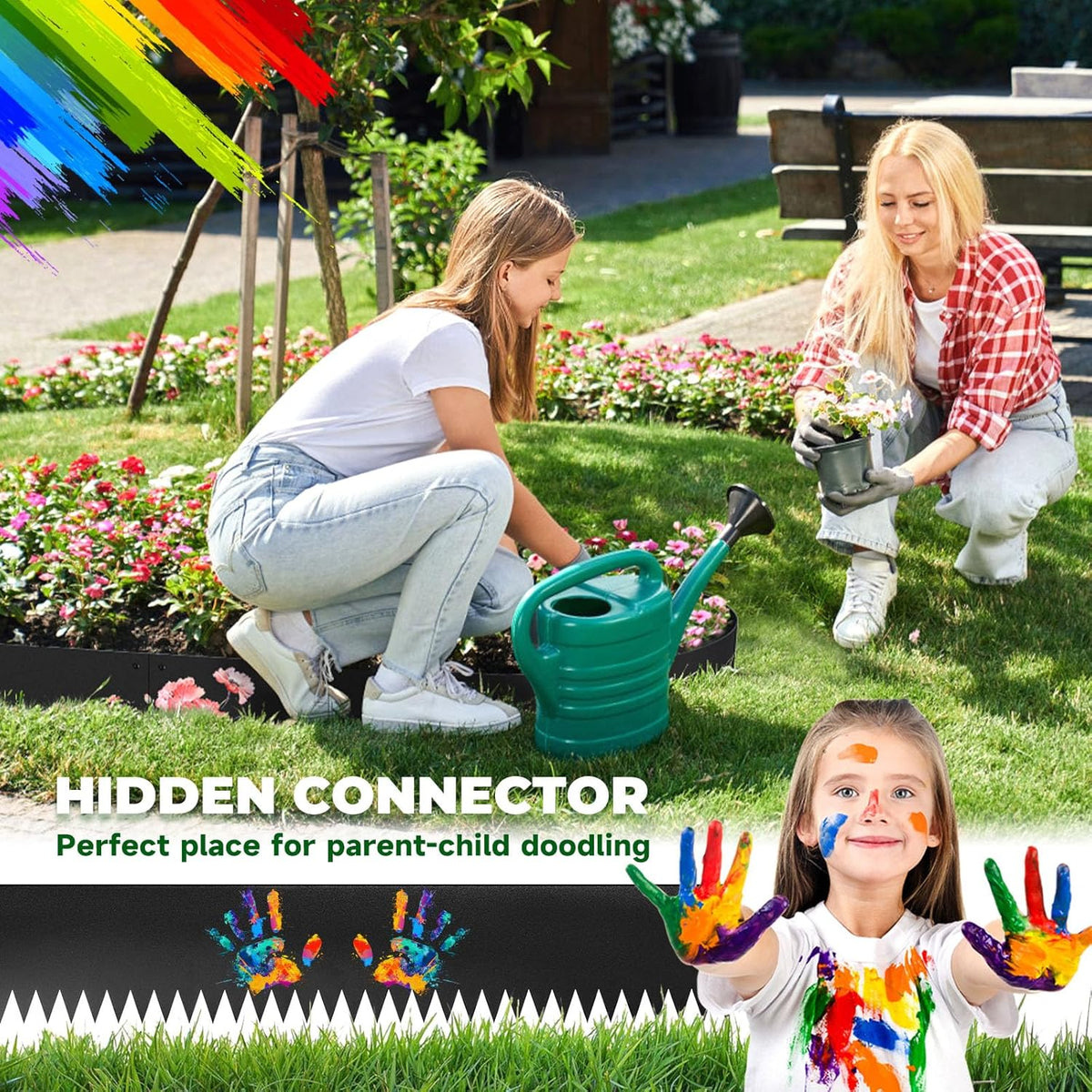 Steel Garden Edging with Top Bending Protection Metal Lanscape Edging Steel Lawn Edging 40 inch Strips, 6 inch Depth 180 Degree Bend for Garden,Lawn,Backyard, 6 Pack (6 inch-180 Degree Bend, Black)