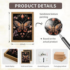 Framed Vintage 3D Textured Wall Art - Gothic Butterfly Wall Decor - Hand Drawn Sandstone Nature Botanical Pictures for Living Room Bedroom Home Decor 12x16in