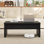 Small Lift Top Coffee Table, Wood Rectangle Coffee Table with Lifting Top and Hidden Storage Compartment, Modern Mid Century Center Tables for Small Space, Living Room, Office-Black