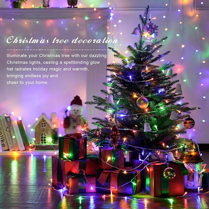 JMEXSUSS 150 LED Multicolor String Lights Indoor Outdoor Waterproof, 59 Ft Connectable Christmas Tree Lights, 8 Modes Plug in Colorful String Lights for Patio, Party, Holiday Decorations