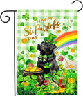 Black Lab St Patricks Day Garden Flag Labrador Dog St Patrick's Day Yard Flags for Outside 12x18 Double Sided Buffalo Plaid Shamrock Flag Small Outdoor Rainbow St Patrick's Decor