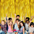 GOER 3.2 ft x 9.8 ft Metallic Tinsel Foil Fringe Curtains Party Photo Backdrop Party Streamers for Birthday,Graduation,New Year Eve Decorations Wedding Decor (Gold,3 pcs)