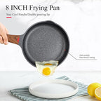 Vinchef 8" Non Stick Frying Pans, Skillet with Lid Used for All Stoves, Induction Non Toxic Cookware, Cooking Pans Nonstick Capable of Kitchen