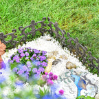 Sungmor Decorative Cast Iron Flower Bed Edging for Landscaping, 4PC Heavy Duty & Sturdy Low Garden Fence, 9.4" Tall Small Picket Fence, Pretty Vintage Lawn Edge Barrier, Outdoor Yard Decor Stakes