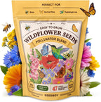 Seedboy Wildflowers for Pollinators Seed Mix – 2 oz Bulk Wildflower Seeds - 40,000+ Non-GMO Seeds for Bees Butterflies Hummingbirds – 47 Varieties of Annual & Perennial Wild Flowers for Planting (2oz)