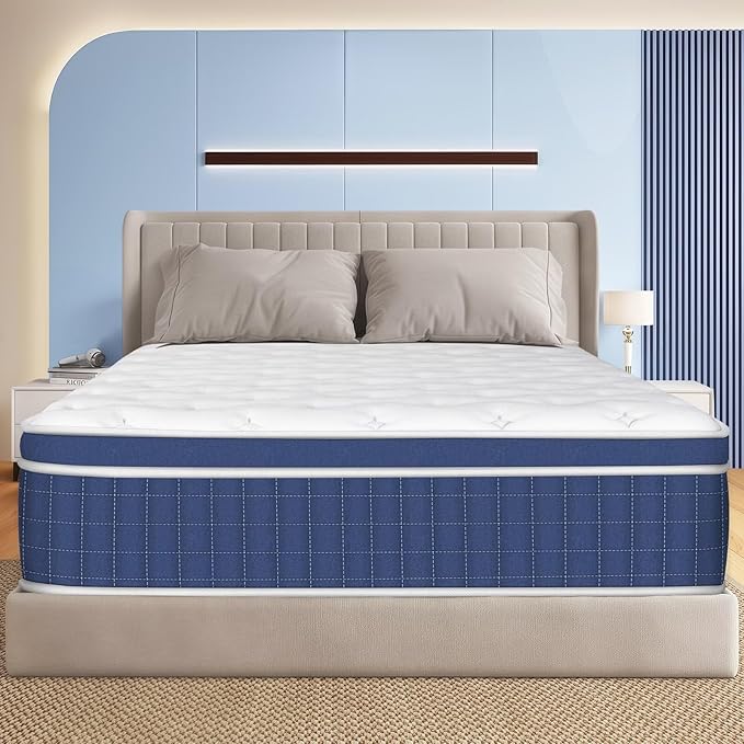Twin Size Mattress in a Box 12 Inch Hybrid Mattress [Enhanced Stability], Medium Firm Feel with Memory Foam and Pocket Springs, Reinforced Edge Support