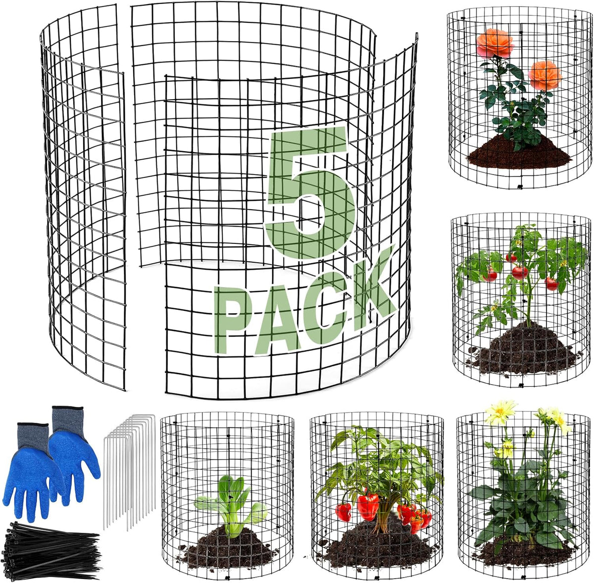 MWELLEWM 15Pcs Plant Protectors from Animals Metal Plant Cages for Outdoor Plants Plant Cage & Supports Keep Animal Out Garden Wire Mesh Protection from Rabbit Chicken Squirrel Tree Flower