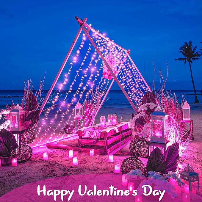 KAQ Connectable 240LED Pink String Lights Outdoor/Indoor, Extendable Plug in Twinkle Fairy Lights Waterproof with 8 Modes&Timer Function for Garden Bedroom Patio Tree Christmas Decorations