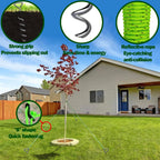 Heavy Duty Tree Stakes and Supports - 16" Spiral Metal Tree Stakes Kit - Reflective Nylon Rope - Thickened Straps - Quick Installation Stick - Chrome Finish