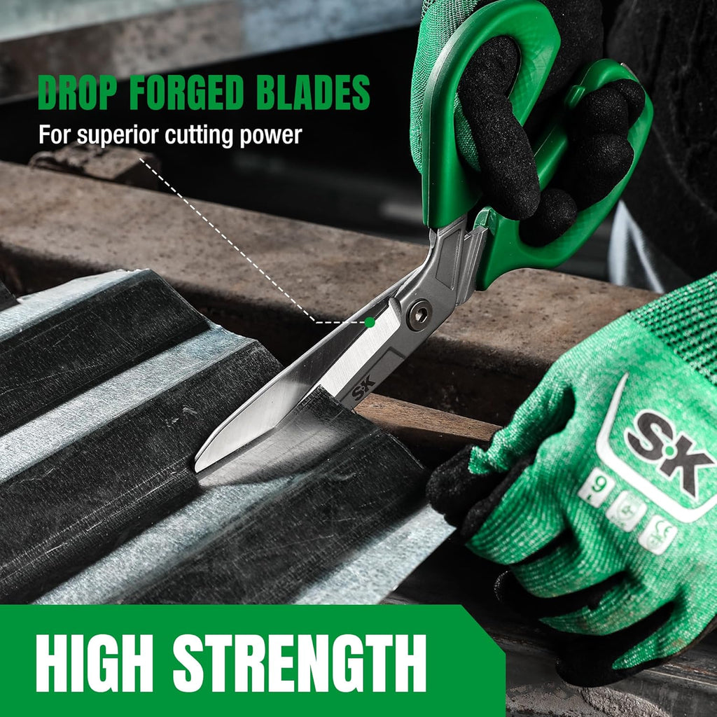 SK 10" Heavy Duty Scissors, All Purpose Shears, Premium CR-V Steel Construction, One Piece Drop Forged Blades, Ergonomic Handle for Comfortable Grip