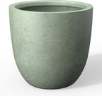 Kante 14 Inch Dia Round Concrete Planter, Indoor Outdoor Large Plant Pot with Drainage Hole and Rubber Plug for Home Patio Garden, Mint Green