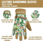 HLDD HANDLANDY Work Gloves for Women and Ladies, Leather Gardening Gloves Flexible Mechanic Working Gloves