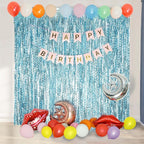 4 Pack Wavy Blue Foil Fringe Curtain 3.3x6.6 Feet | Blue Streamers Tinsel Backdrop for Under The Sea Party Decorations | Ocean Backdrop | Mermaid Birthday Decorations