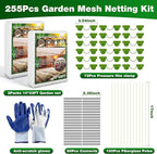 Garden Mesh Netting Kit, 2 Pieces 10x33FT Garden Netting, 100 Garden Hoops 80 Connectors 72 Clips 1 Pair Gloves, Protection for Plant Vegetable Fruits Flowers Greenhouse (White 10 * 33ft)