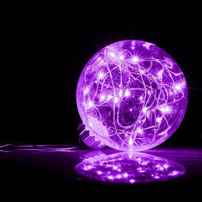 ANJAYLIA 2 Pack 16Ft 50 LED Purple Fairy Lights Battery Operated String Lights for Party Home Festival Decorations