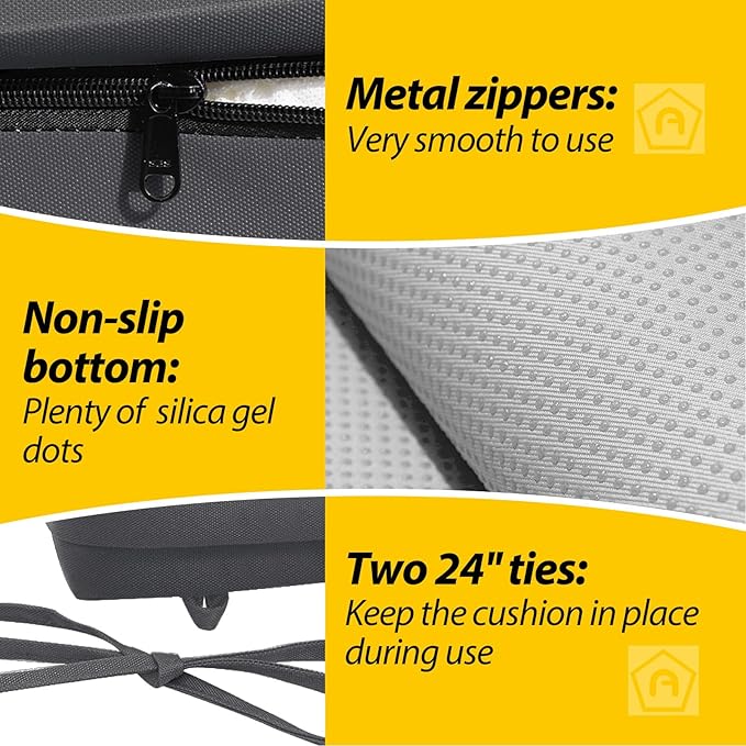 AAAAAcessories Outdoor Seat Cushions for Chairs, Waterproof, Fade-Resistant, 24" x 24" x 4", Patio Furniture Replacement Cushions, Set of 2, Dark Gray