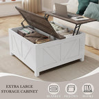 Farmhouse Coffee Table with Lifting Top with Hidden Storage Organizer, Square Lift top Coffee Table for Living Room with Charging Station&USB Ports, 35" Wood Storage Table Set for Home, Office-Grey