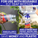 Fly Bait Fly Trap Refill Packets 6x1oz. Non Toxic Dissolvable Granules Work with All Reusable Flies Traps Outdoors Attractant. Flies Trap Bait Magnet Ranch Flytrap Outdoors. Cebo para Moscas