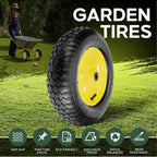 Taifa 2 PCS 16" Pneumatic Rubber Replacement Tires and 4.80/4.00-8" Wheels with 5/8" Bearings, Inflated Air Wheel for Garden Cart/Hand Truck/Trailers/Dolly/Wheelbarrow/Wagon/Trolley etc.