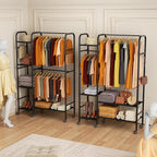 Portable Closets For Hanging Clothes,Wardrobe Closet Racks For Hanging Clothes,Sturdy Clothes Rack Heavy Duty,5-Tier Metal Freestanding Clothing Racks With Shelves, 45" X 16" X 69"