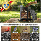 Birdream 2 Pack Bird Feeders for Outdoor Hanging, Assembly Required, 1-Min Easy Setup, Classic Courtyard Design, Attracting Cardinals Chickadees Goldfinches & Sparrows, Total 7 LB - Black