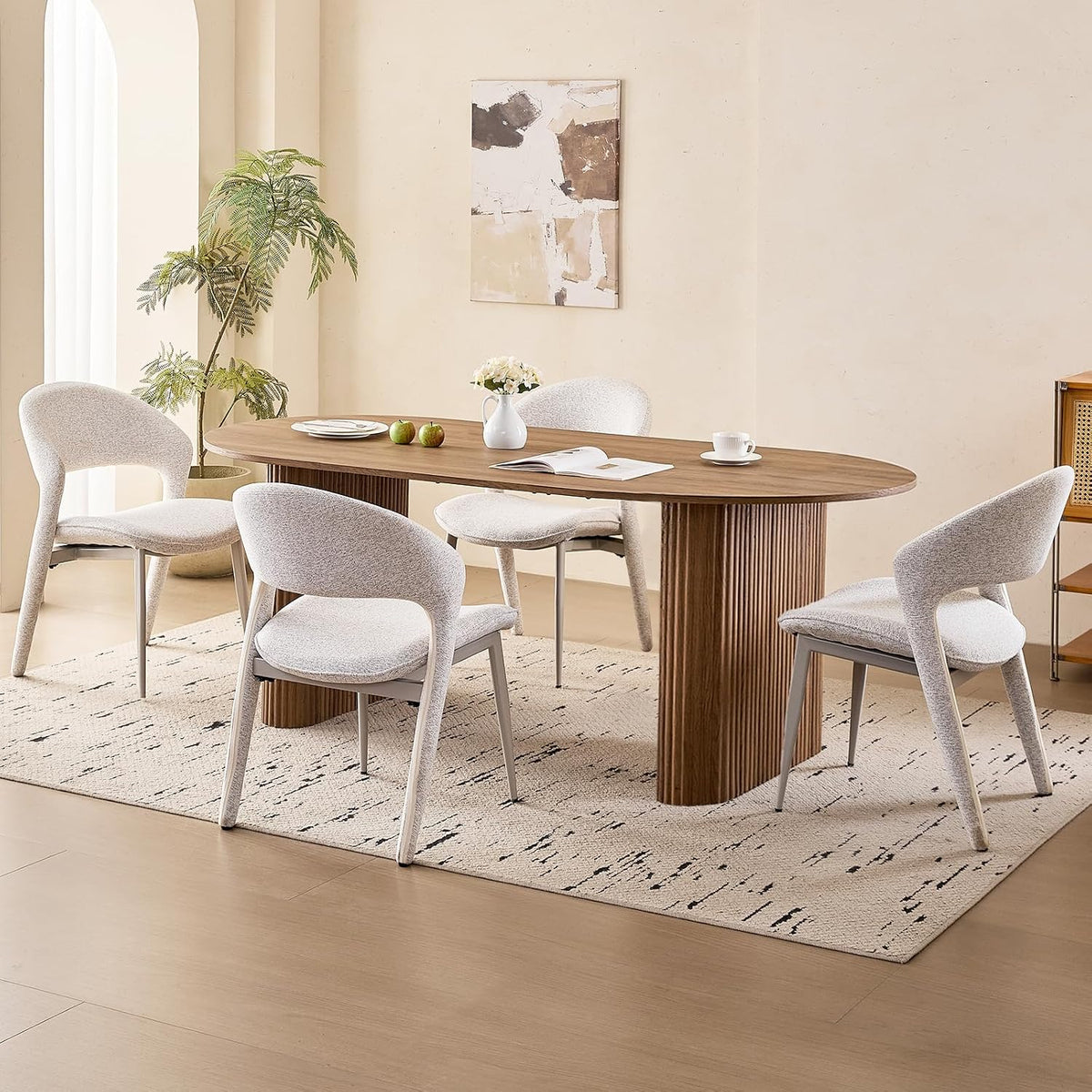 70.9" Large Dining Table for 4, [Rounded Edges] [Fully Assembled Table Base] Modern Wood Kitchen Dinner Table for Restaurant Apartment Meeting Study Room, Easy Setup, Brown