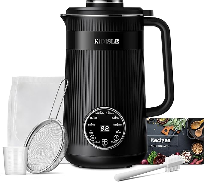 32oz Automatic Soy Machine for Homemade Almond, Oat, Coconut, Soy, Plant Based Milks and Non Dairy Beverages with Delay Start/Keep Warm/Self-Cleaning/Boil Water, Black