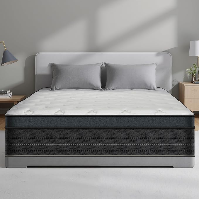 Twin Mattress, 10 Inch Twin Size Mattress in a Box, Hybrid Gel Memory Foam Individual Pocket Springs Matress, Breathable and Fiberglass, Medium Firm Feel, Strong Edge Support, Compact Box Delivery