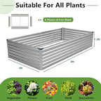 DIIYIV 8x4x1.5FT Galvanized Raised Garden Bed,Vegetable Boxes-Rectangle Metal Flower Box,Large Planter Raised Beds Outdoor Garden for Planting,Fruit,Herb-Silver