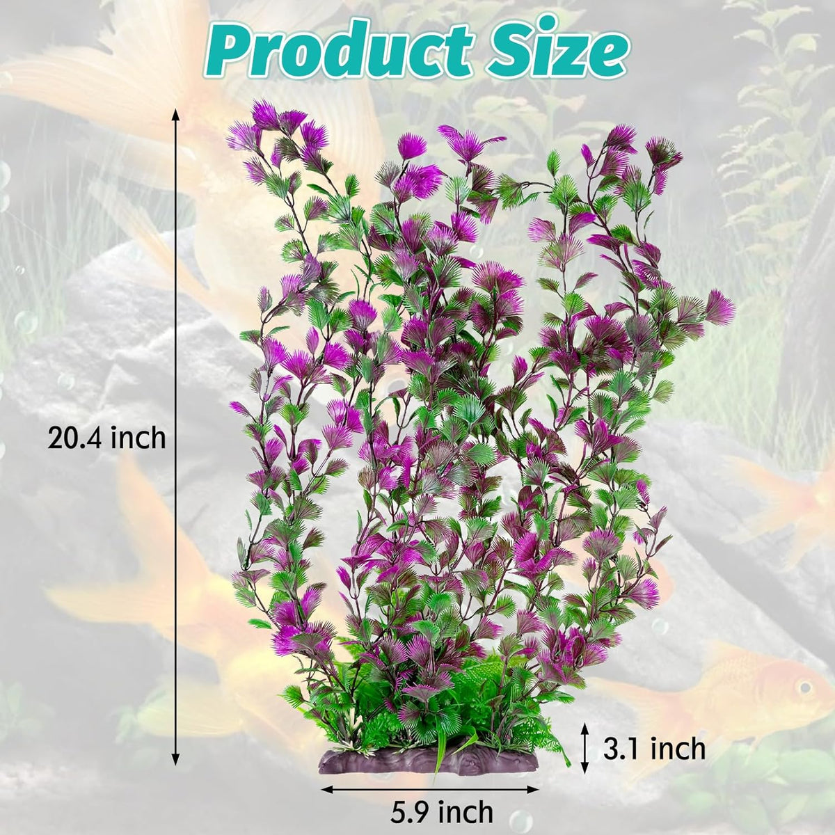 Hamiledyi Aquarium Plastic Plants Aquarium Decor Artificial Fish Tank Plants,Tall Fish Tank Decorations, Extra Large Aquarium Plant 20.4-inch Tall,1PCS