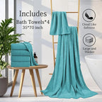 Hailea Extra Large Bath Towels Set 35x70 Inches - Aqua Luxury 600 GSM Oversized Bath Sheet Towel,Ultra Soft Microfiber - Quick Dry,Highly Absorbent Shower Towels Spa Hotel Bathroom Towel Set (4-Pack)