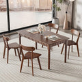 59 Inch Solid Wood Dining Table for 4-6, Farmhouse Kitchen Table with Large Tabletop, Mid Century Modern Table for Dining Room, Living Room, Kitchen, Easy Assembly, Walnut