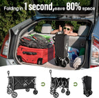 Night Cat Collapsible Wagon for Camping: 150L Garden Gart with Wheels Heavy Duty - Folding Utility Wagon for Outdoor