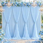Baby Blue Tulle Backdrop Curtain for Parties Wedding,10ft x 10ft Wrinkle Free Curtain Backdrop,2 Layer Drapes for Backdrop,Polyester Back Drop for Bridal Shower Birthday Baby Shower Photography
