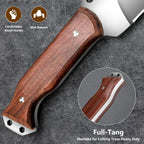 Machete w Sheath for Yard Work, 15'' Full Tang Camping Machete for Cutting Trees Heavy Duty, Survival Machetes, 0.22’’ Thick 5CR15MOV Stainless Steel Blade Spine & Wood Handle, Clearing Brush and Gardening