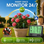 4-in-1 Soil Moisture Meter for Plants ,Soil Temperature /Moisture /Sunlight Time, Large Screen, Garden Soil Tester for Lawn, Farm, Houseplants，Wireless Indoor/Outdoor Plant Water Meter (Dark Black)