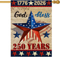 250 Anniversary USA Garden Flags for Outside, 4th of July 250th Years American Patriotic Banner, Blessing United States 12x18 Inch Double-Sided with Retro Star, 1776-2026 Yard Merchandise Decoration