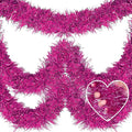 25 Feet Metallic Twist Tinsel Garland Backdrop for Parade Floats, Christmas Eve, New Year, Valentine's Day Party Decorations (Fuchsia, 4in x 25ft)