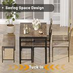 JUMMICO 43.3" Dining Table Set for 4, Kitchen Table with Bench & 2 Chairs Modern Rectangular Metal Frame Dining Furniture Set for Small Space (Rustic Brown)