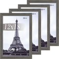 VCK 12x18 Poster Frame Set of 4 - Grey, Gallery-Quality Wood Picture Frames, 1.1-Inch Wide Border, Polished Plexiglass, Vertical or Horizontal Wall Display for Photo/Art/Prints, Grey