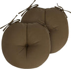 Bistro Chair Cushions 15 inch,Set of 2,Tufted Round Chair Cushions with Ties,15"x15"x4",Water Resistant Round Seat Cushion for Barstool Chairs,Patio Garden Kitchen Outdoor Furniture(Coffee Brown)
