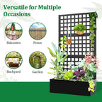 Metal Raised Garden Bed with Trellis, 2 in 1 Trellis with Planter Box & Privacy Screen for Climbing Plants, Vine, Outdoor Standing Flower Beds with Drainage Holes, 35.4"L x 16.7"W x 70.8"H, Black