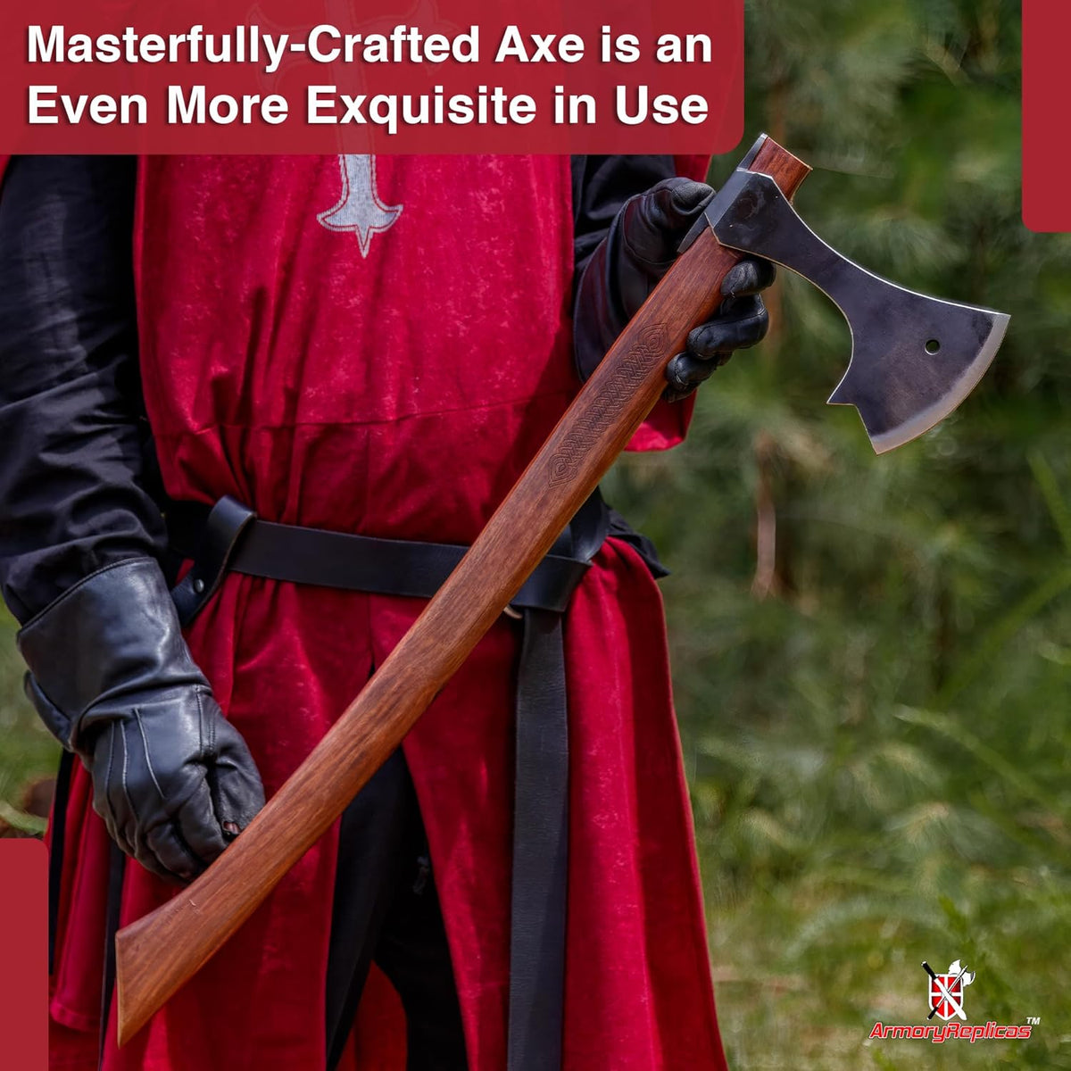 Armory Replicas™ Functional Two-Handed Scandinavian Battle Axe - Tempered High Carbon Steel Boar Formation Medieval Viking War Axe