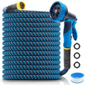 Garden Hose 50ft, Non-Expanding Water Hose Ultra Lightweight, Kink-Free Flexible Hose with 10-Pattern Nozzle, Durable & Abrasion Resistant Outdoor Hose for Yard, Lawn, Marine, RV, and Car Wash (50 FT)